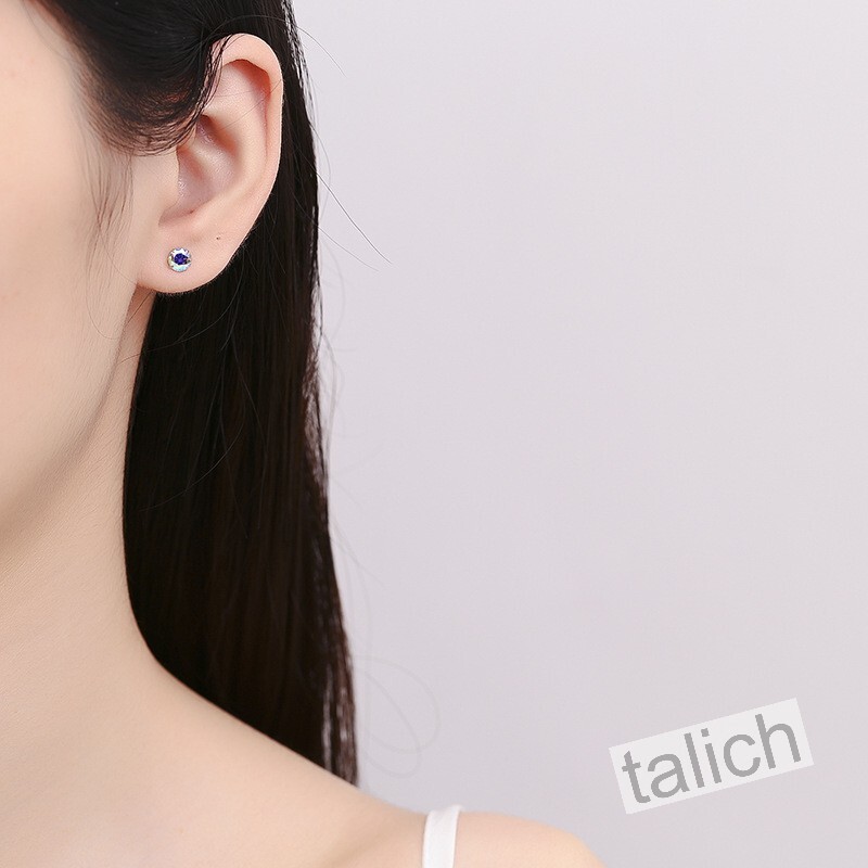 Set of 4 Sterling Silver AB Clear CZ Screw Back Ball Stud Earrings Minimal Chic