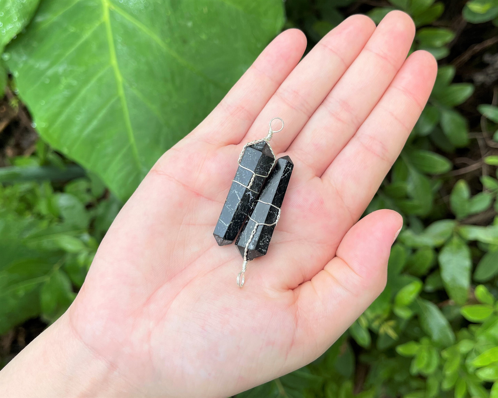 Black Tourmaline Wire Wrapped Point Pendant / Necklace (Crystal Point Pendant)