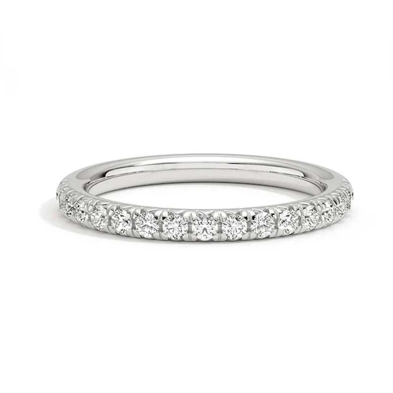 1.5mm D VVS1 Moissanite Women Half Eternity Band Ring 18K White Gold Plated GRA