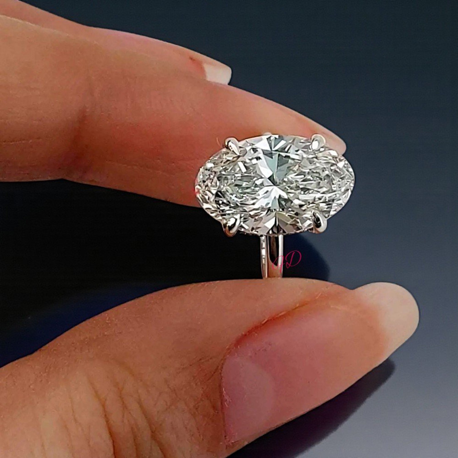 Diamond Ring Wedding Lab Grown Platinum PT950 Oval Cut IGI E F VVS 3.20 Carat