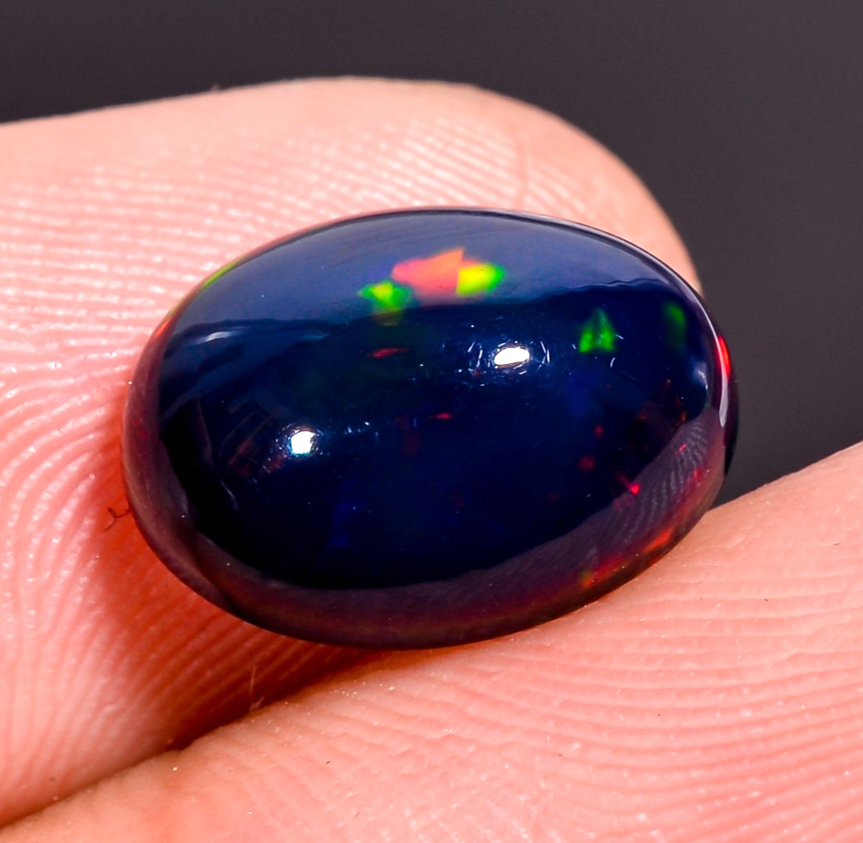 3.05 Ct Natural Black Ethiopian Opal Oval Shape Cabochon Loose Gemstone 12X9X6mm