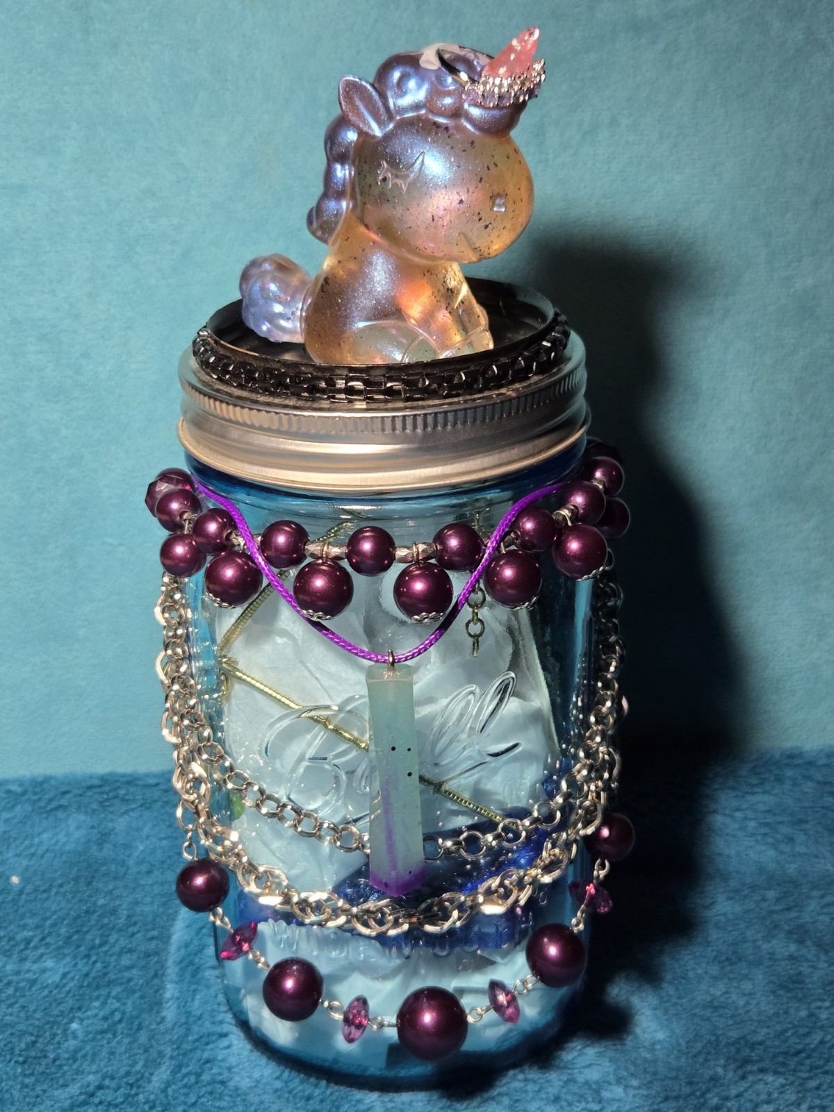 40pc Deep Sea Mystery Jewelry Jar Custom Glowing Unicorn Crystal Pendant Bonus