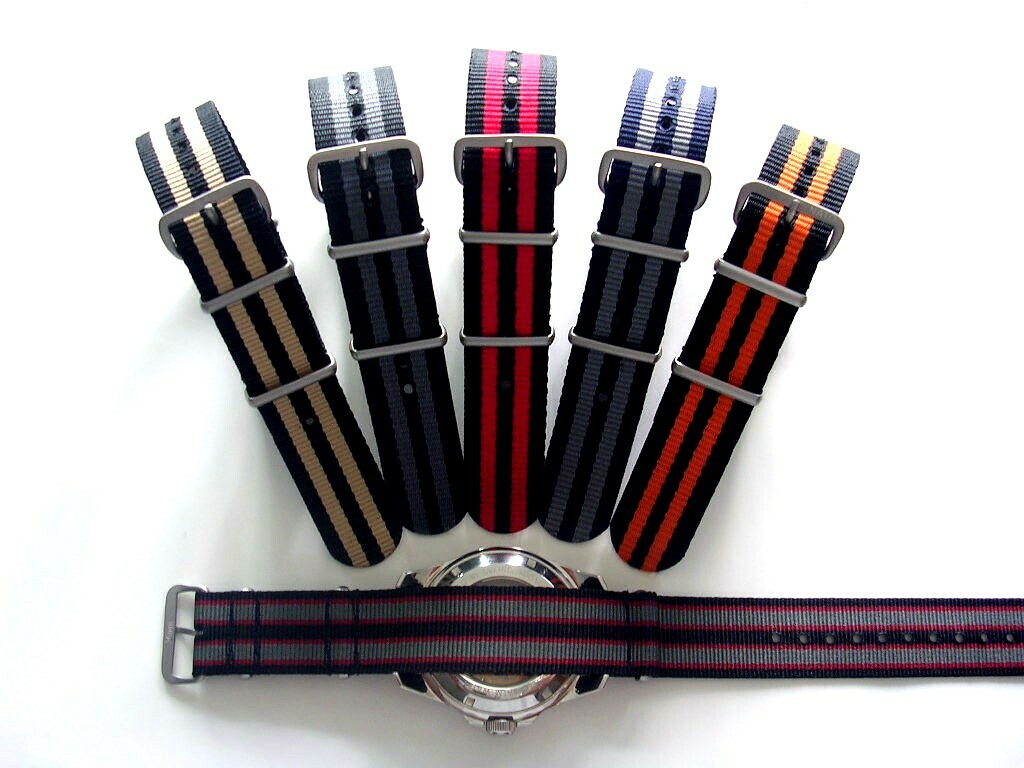 22mm Bonded striped NATO G10 Premium nylon watch strap 2 pak Stitched IW SUISSE