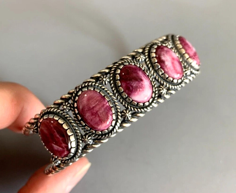 Carolyn Pollack American West Sterling Silver 5-Stone Purple Spiny Oyster Cuff B