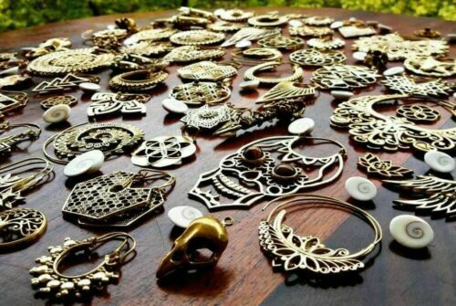 50 PAIRS WHOLESALE LOT MIX SACRED MANDALA HOOP BRASS TRIBAL BOHO HIPPY EARRINGS