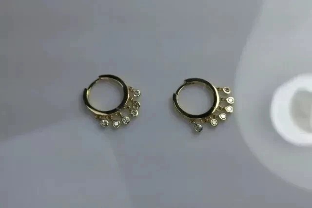 Tiny Drops Huggie Earrings 1.0Ct Created Diamond Hoop 14k Yellow Gold Plated