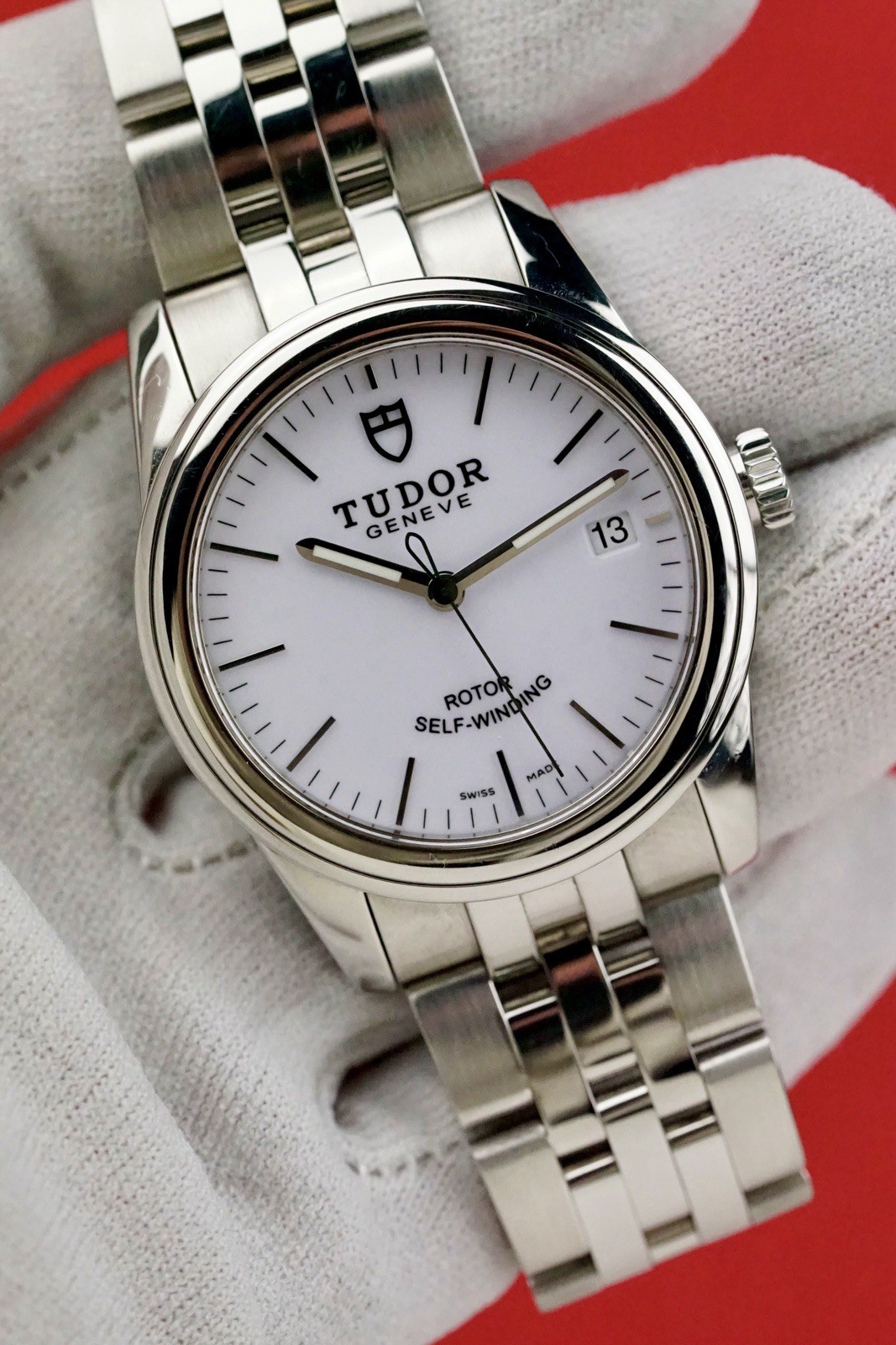TUDOR Glamour Date 36mm #55000 White Dial Clean!!