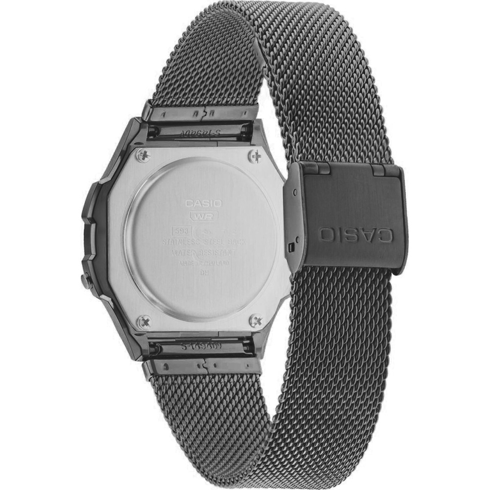 Wristwatch CASIO A168WEMB-1BDF Stainless Steel Mesh Black Unisex Digital