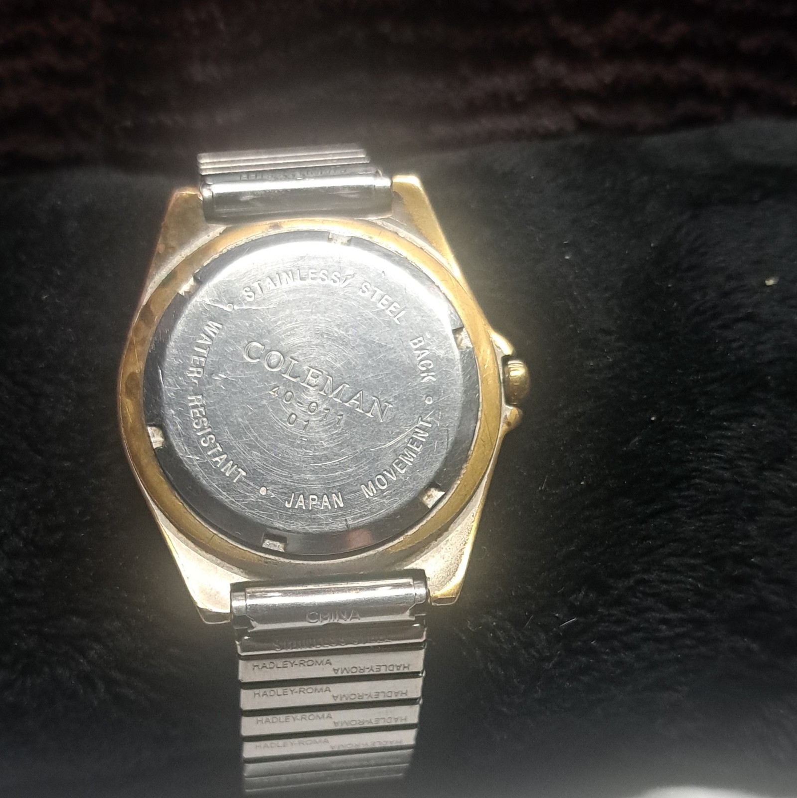 Coleman Quartz Analog 30m Date Gold Tone Case/Bezel Steel Silver Bracelet