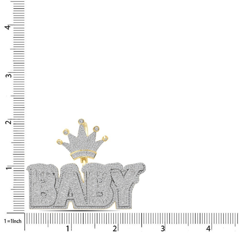98+ Grams Heavy VVS1/D 34.55 Ctw. “Baby” Crown Charm Pendant Miami Cuban +Chain