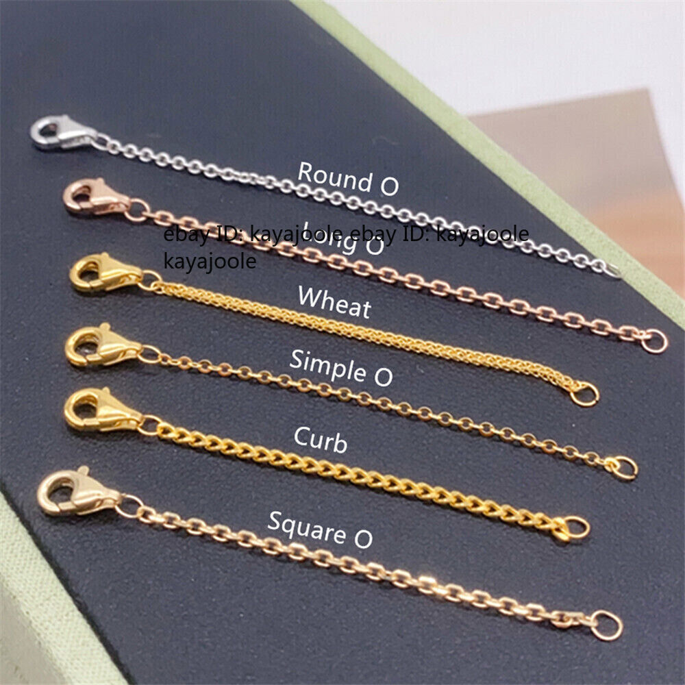 Pure Au750 18K Gold Extender Wheat Curb O Link Extend Chain Connector For Diy