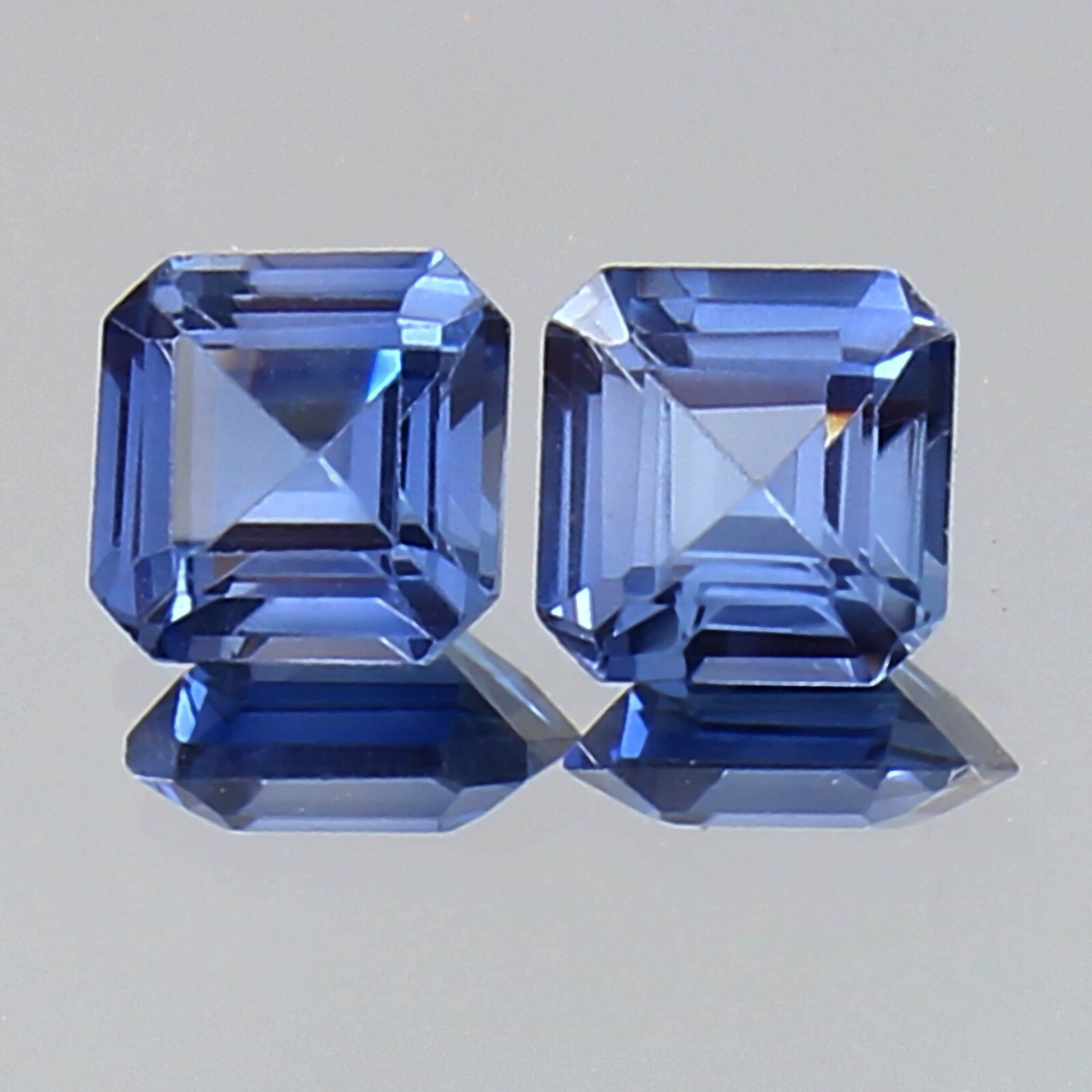 AAA Fine Natural Montana Pastel Blue Sapphire Asscher Cut Gemstone Pair 5×5 MM