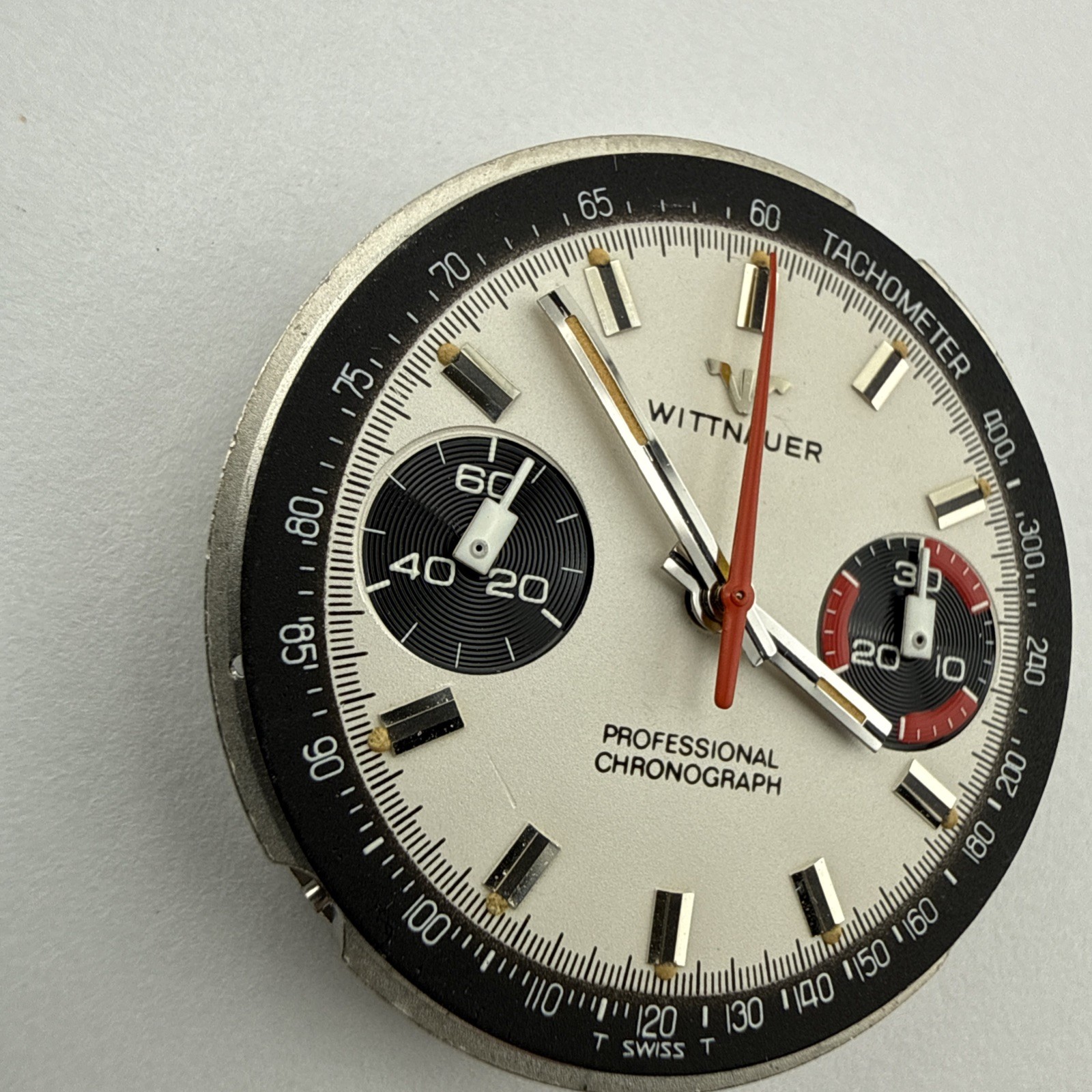 Wittnauer 14A chronograph Valjoux 7733 Watch Movement 17j W/ Dial & Hands NOS