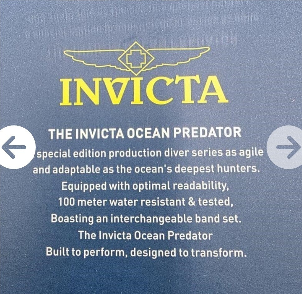 Invicta Ocean Predator 43mm, Black with Interchangeable Straps NEW In The Box