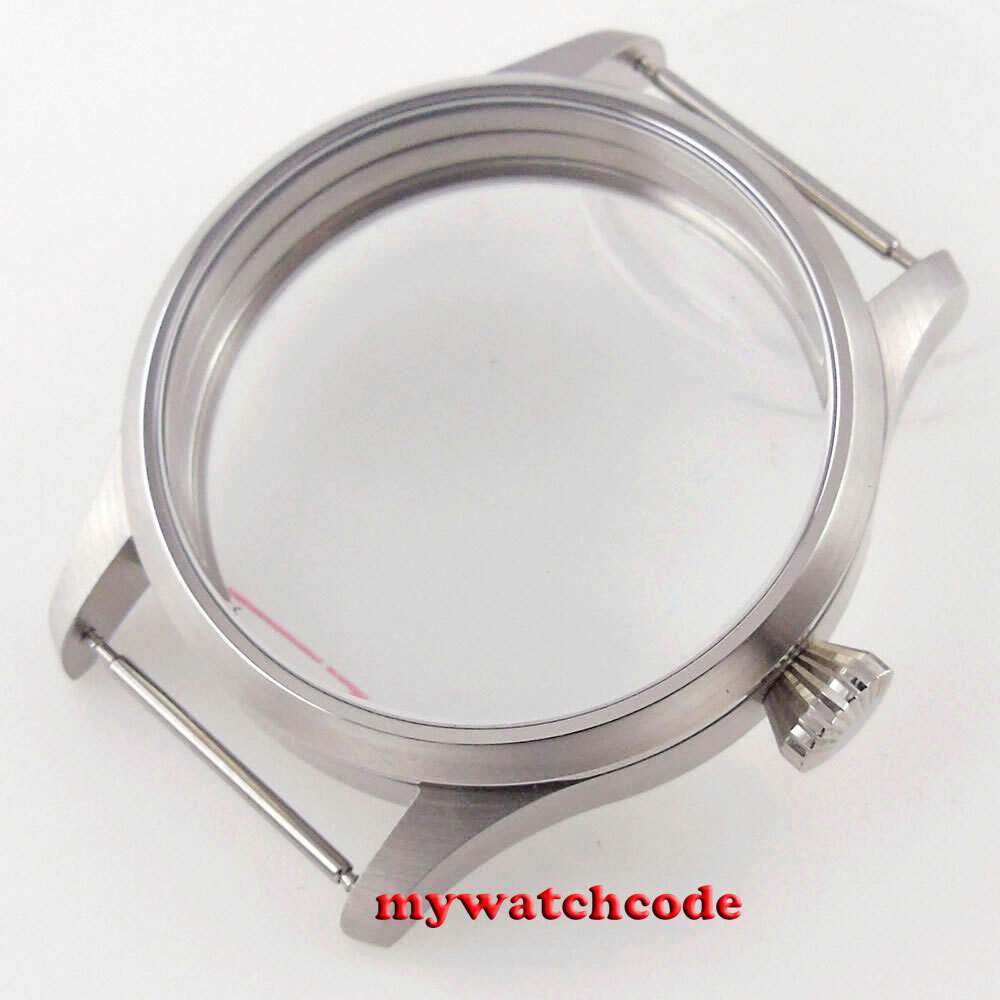 brushed 42mm 316L steel watch CASE fit eta 6498 6497 seagull 3600 3620 movement