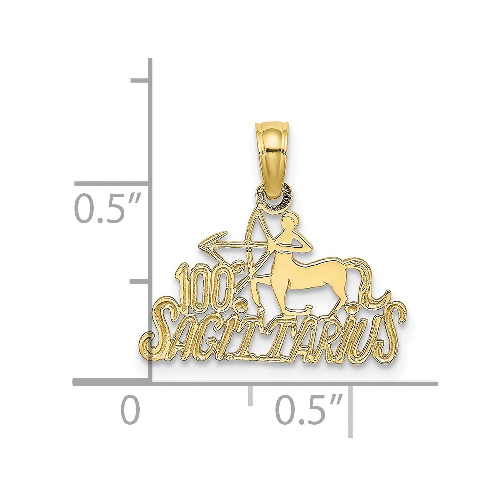 10K Yellow Gold 100% SAGITTARIUS Zodiac Charm Pendant L 14mm, W 17.4mm