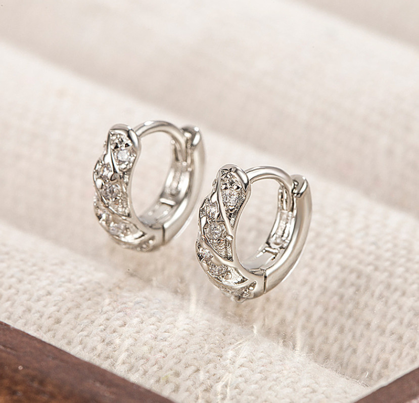 6/8/10mm 925 Sterling Silver CZ Huggie Hoop Small Earrings Women Girl 2Pcs I82
