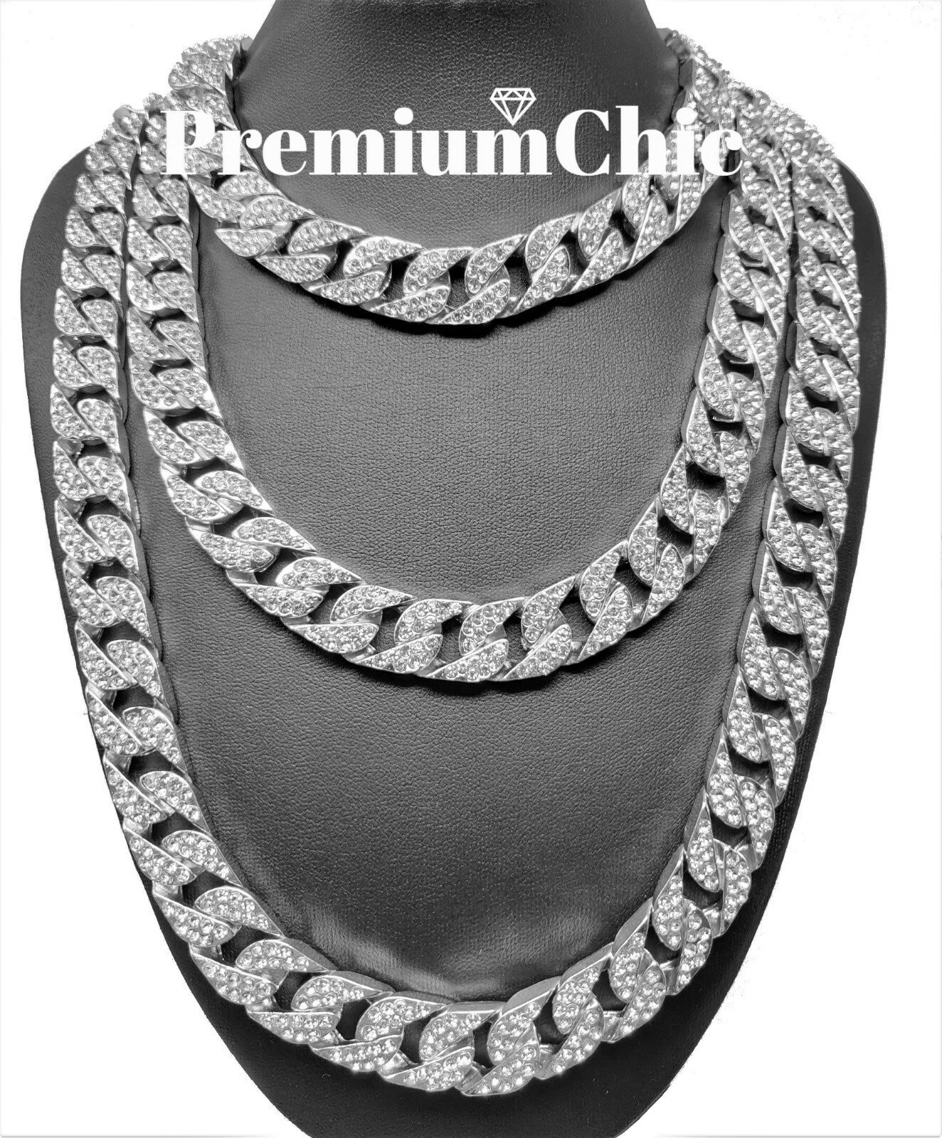 ICED Hip Hop Silver Plated Miami Cuban Choker Chain CZ Necklace or Bracelet