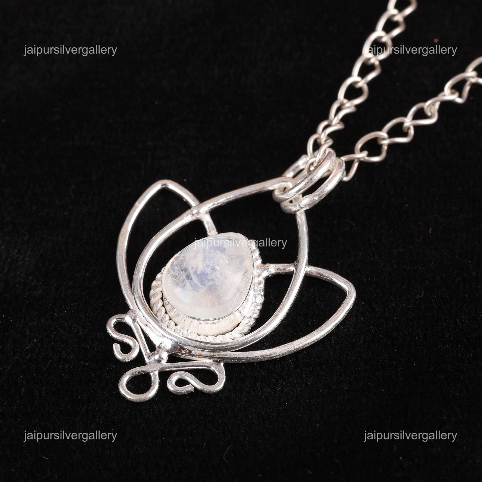 Rainbow Moonstone Gemstone Jewelry 925 Silver Handmade Pendent 1.44″ For Mother
