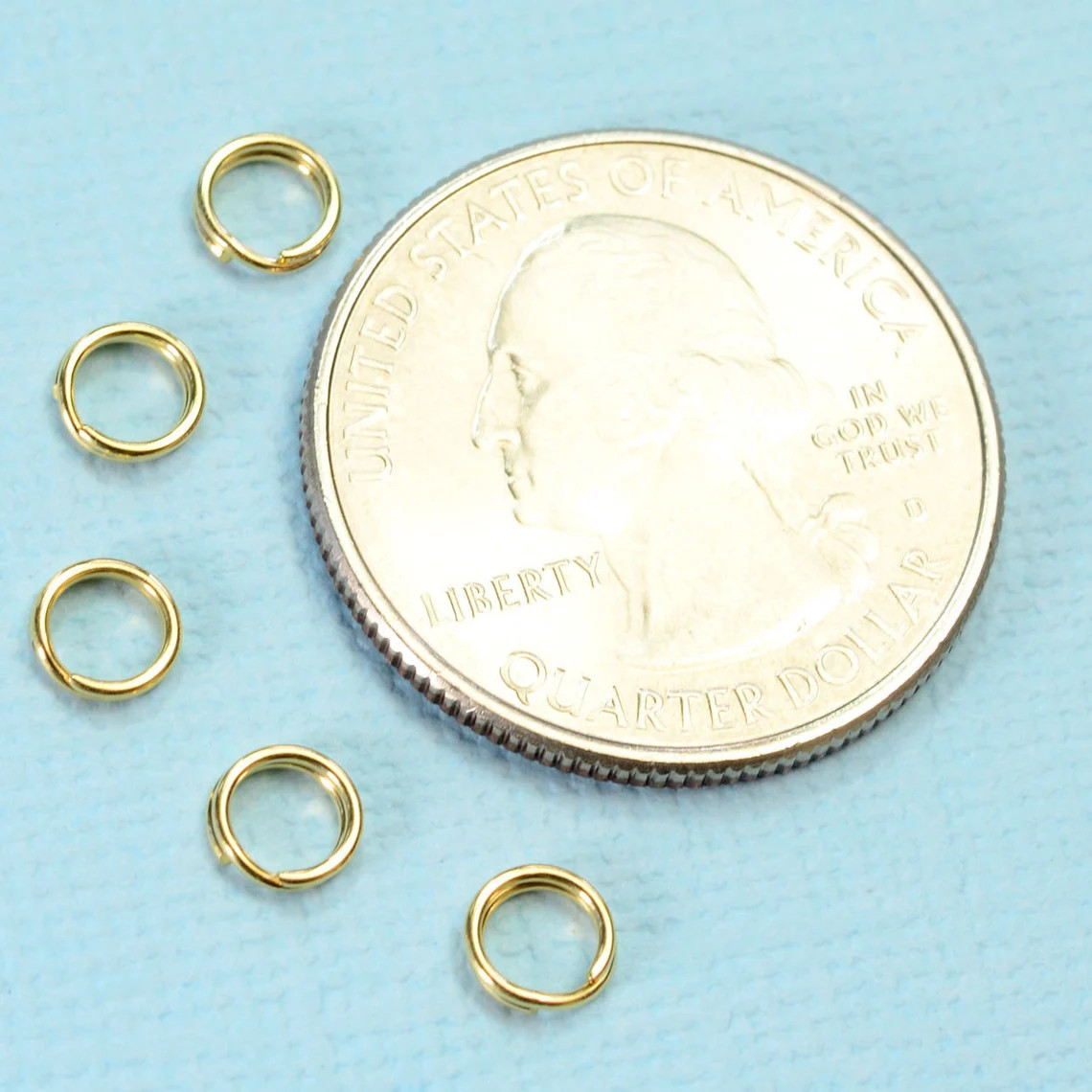 5MM 14K Solid Yellow Gold Key Rings Split Jump Rings Variable (1) or (5)