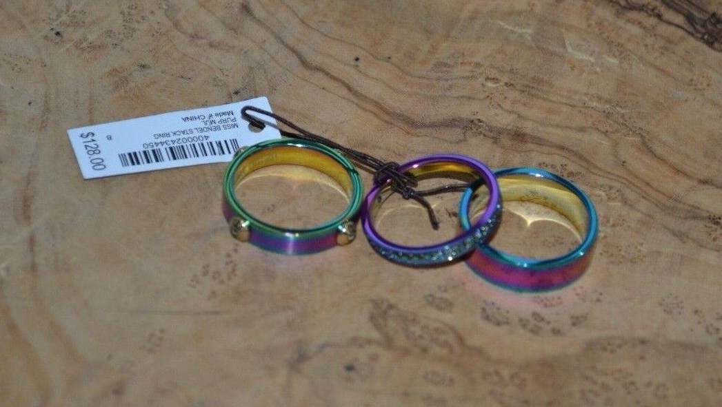 HENRI BENDEL MISS BENDEL IRIDESCENT STACK RING TRIO – You Pick Size