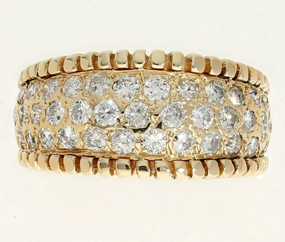 Natural Diamond Anniversary Wedding Band Ring 1.05CT 14K Yellow Gold 10.3MM Sz 5
