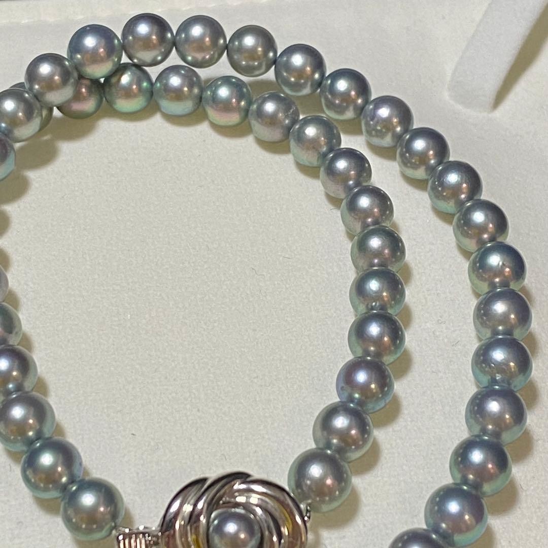 TASAKI Akoya Pearl Strand Necklace Blue Gray 6.6-7.0mm 43cm Silver 32g