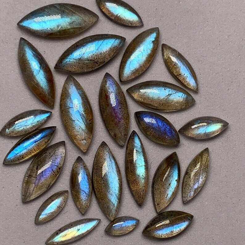 AAAAA Excellent Labradorite Lot Marquise Shape Cabochon Blue Fire 4×10-8×18 MM