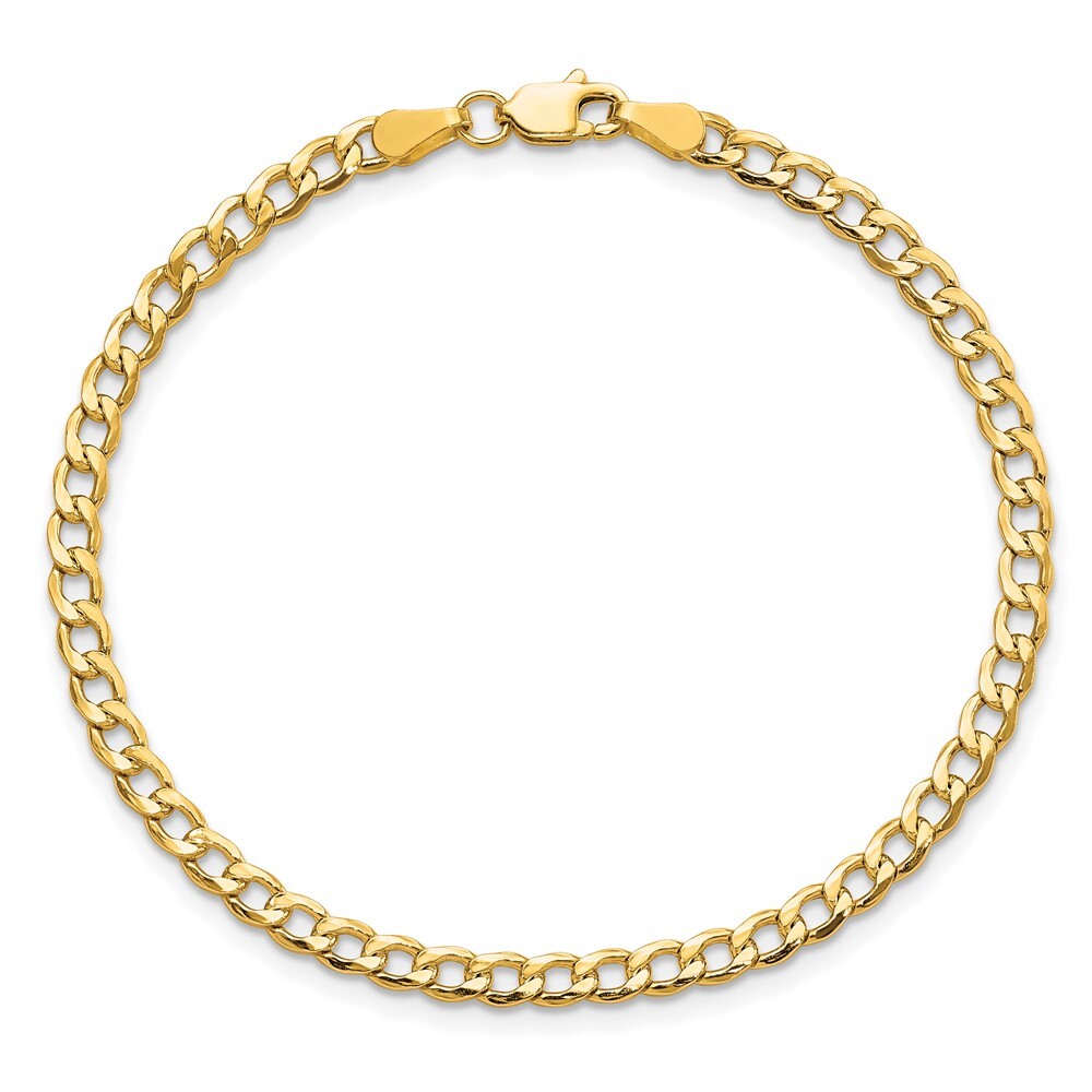 10k Yellow Gold 3.35mm Semi-Solid Curb Link Chain Bracelet 9″ for Women
