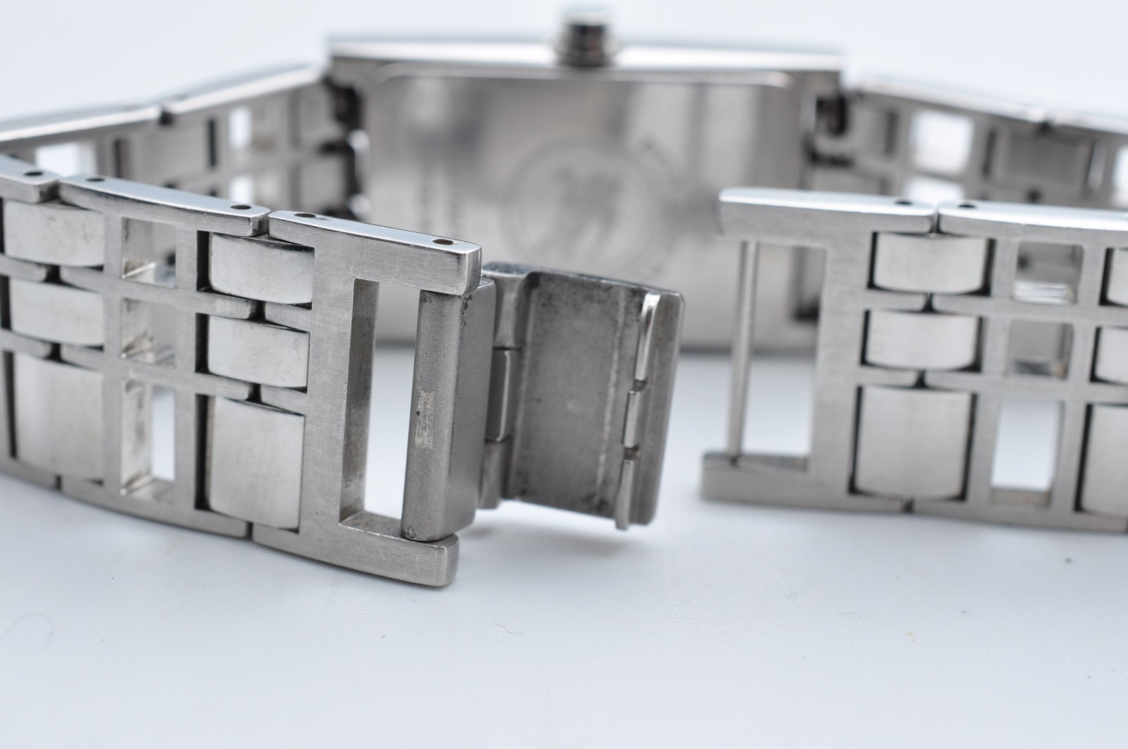 Burberry BU4601 Quartz Watch Square White Dial Silver Women Swiss Auth w-1389