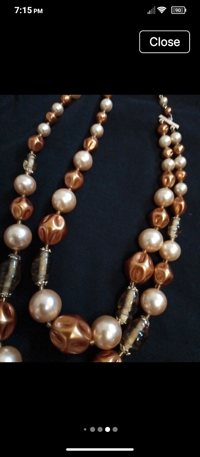 Vintage Double Layer Vintage Cream & Champagne Color Necklace