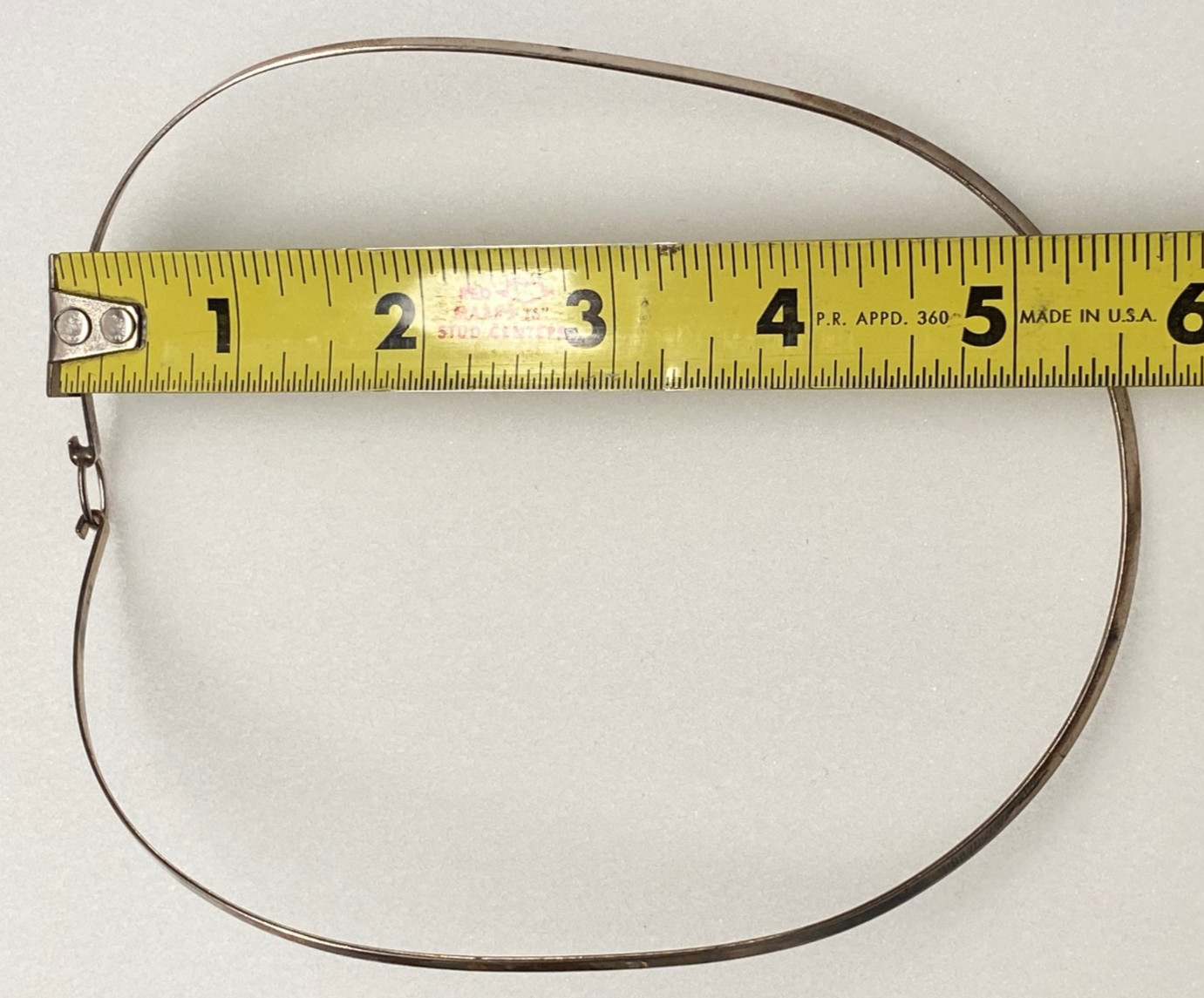 Vintage Sterling Silver 925 Flat Wire Torque / Torc Choker Necklace Hook Clasp