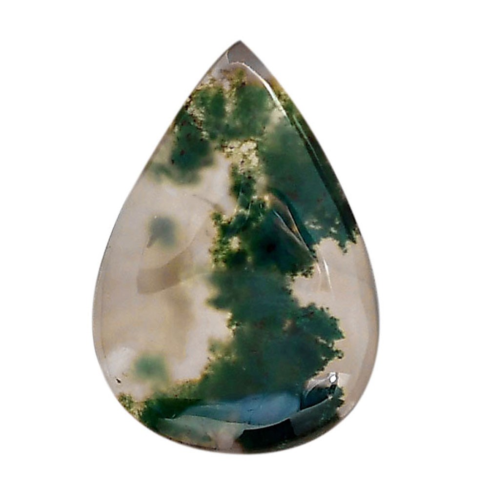 Green Moss Agate 20.1×28.85×5.5 mm Pear Shape Polished Gemstone LS31-05969