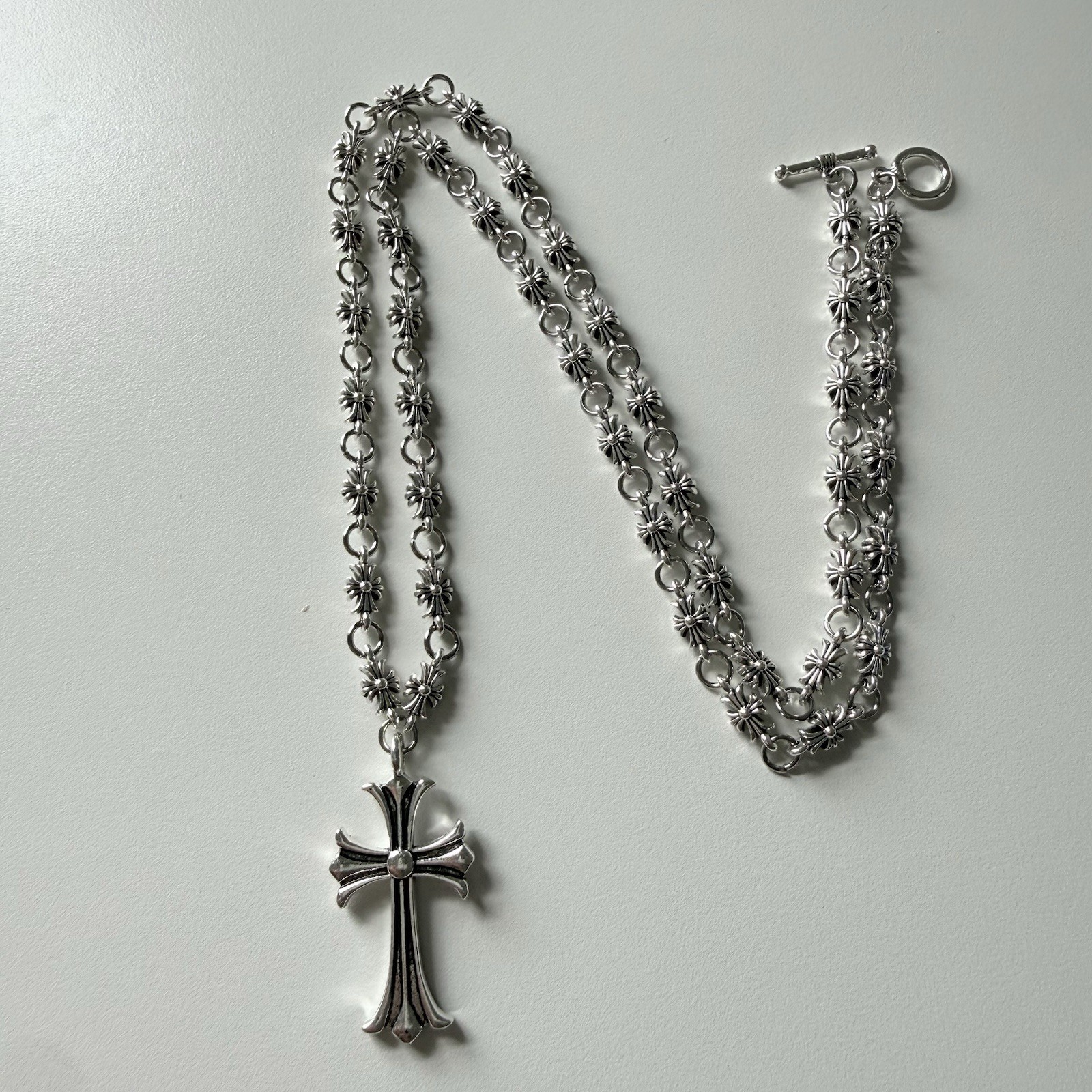 CH Style Chrome Silver cross necklace with chain 70cm #punk #grunge #goth