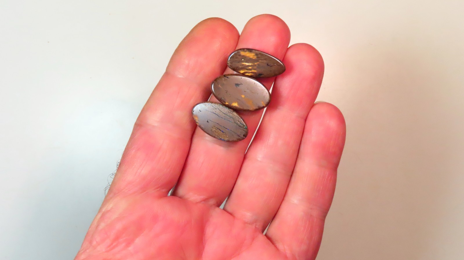 31.7c LUCKY AUSSIE 3x BOULDER OPAL GEMS POLISHED CABOCHON UNSET OCA19077