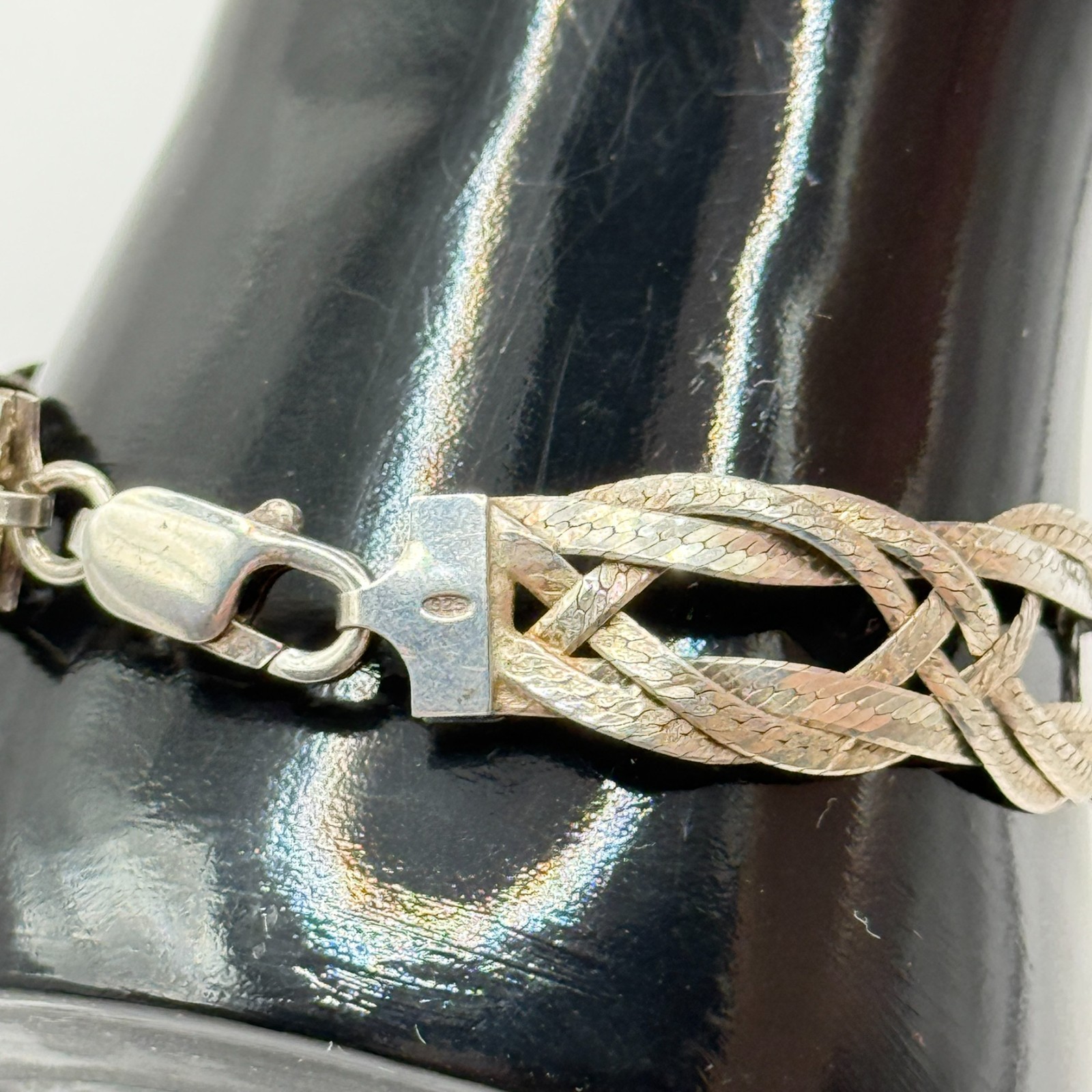 Vintage Milor Italy 925 Sterling Silver Woven Herringbone 7.5″ Bracelet 10.6g