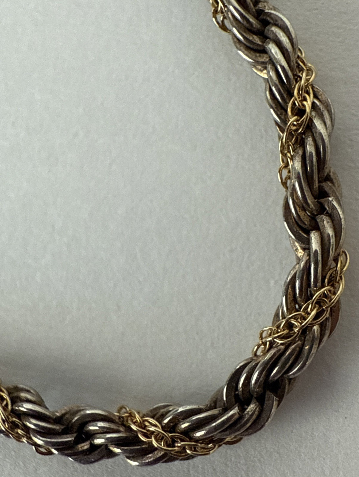 Vintage Tiffany & Co 925 Sterling Silver & 18K Gold Twisted Rope Chain Necklace