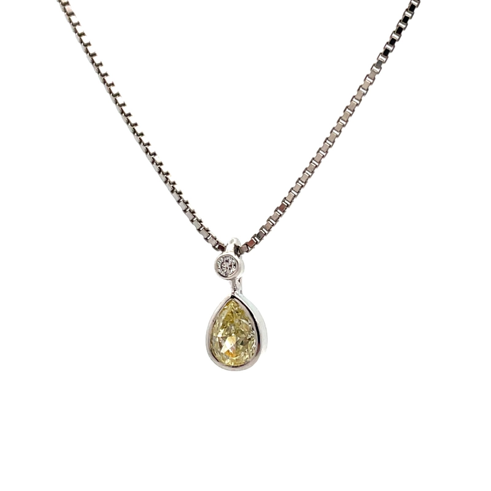 Fancy Diamond Pendant 0.60 ct., Yellow, Untreated in 585 White Gold