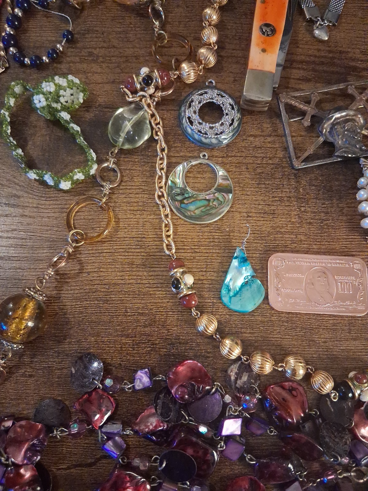 Assortment Costume Jewelry & Other Vintage Items Including 2 Ounces 999 Copper