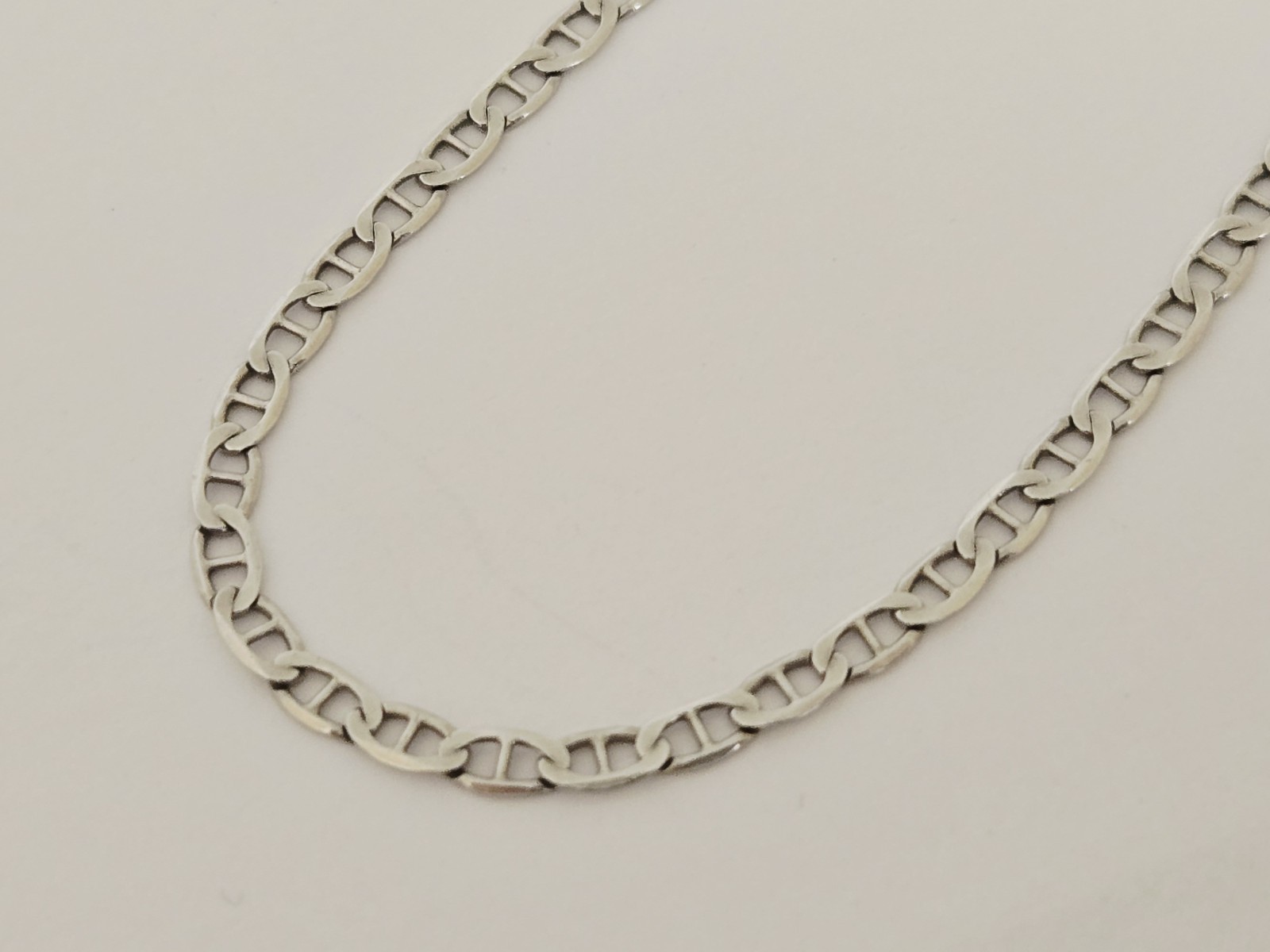 Italy Sterling Silver 18 1/2″ Mariner Link Design Necklace Chain – 1/8″ Wide
