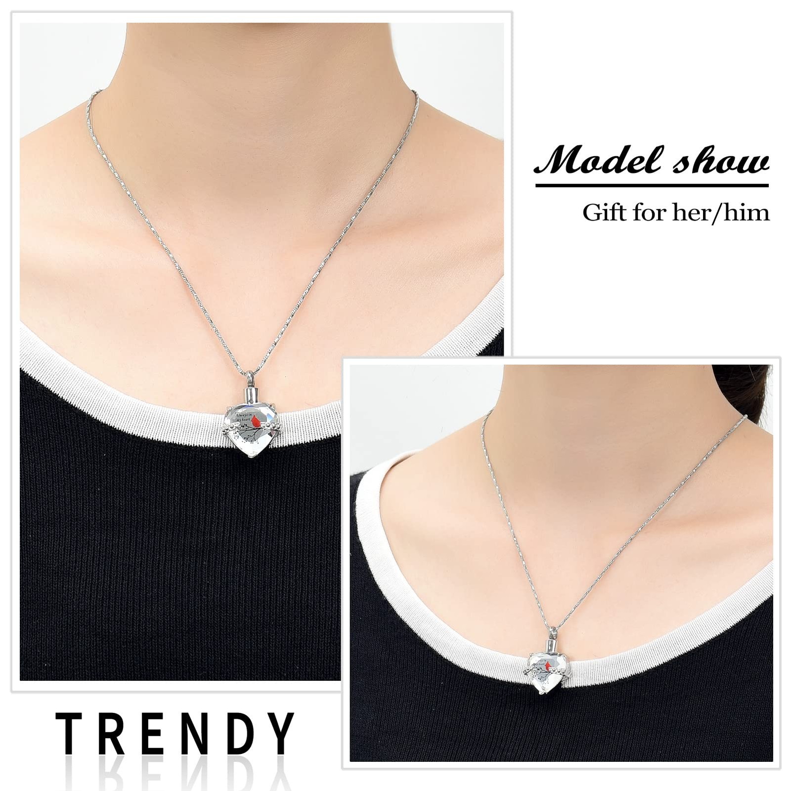 Cremation Jewelry Red Cardinal Urn Necklace for Ashes for Women Always in My …