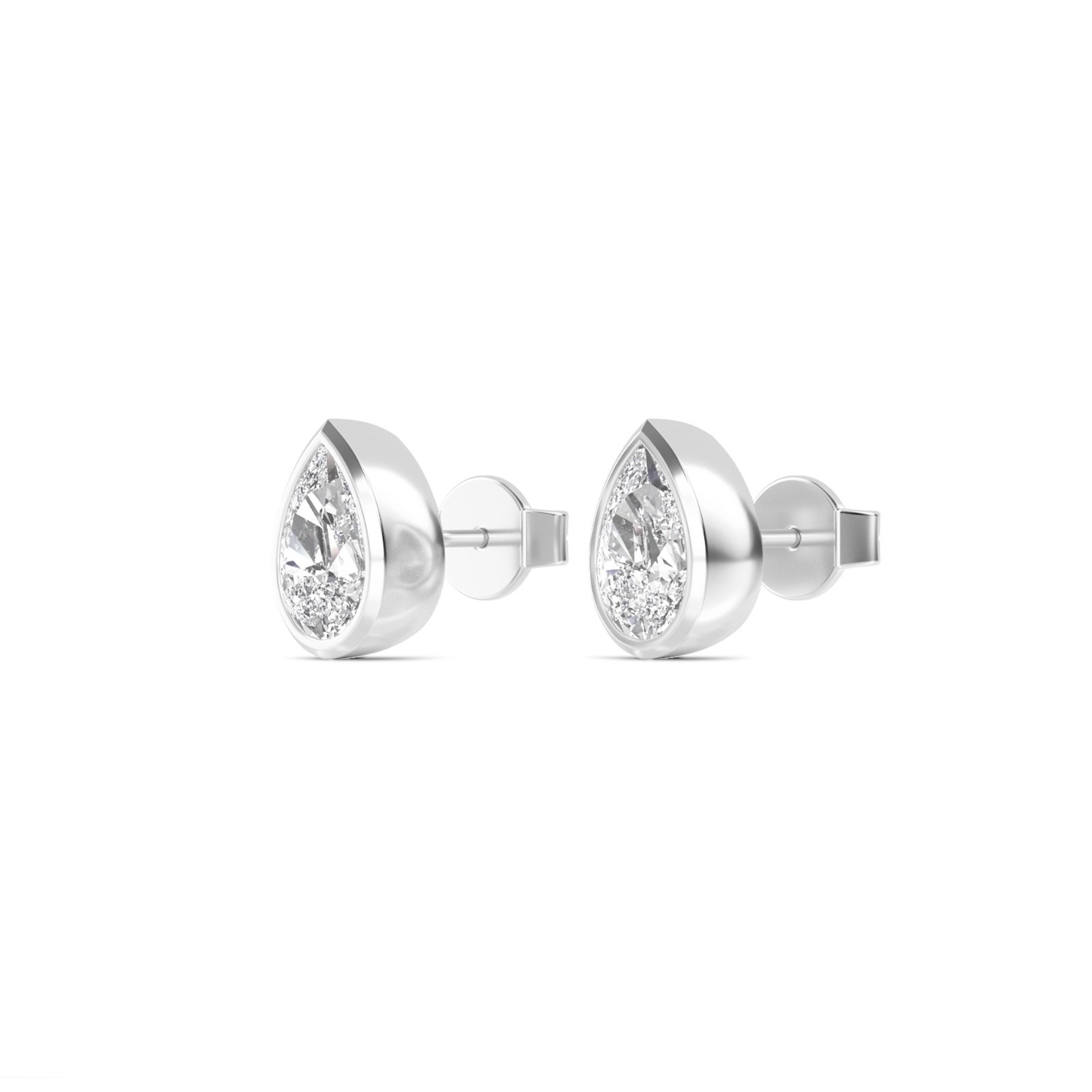 10k white gold pear lab grown diamond bezel teardrop stud earrings 0.50-1.00 Ctw