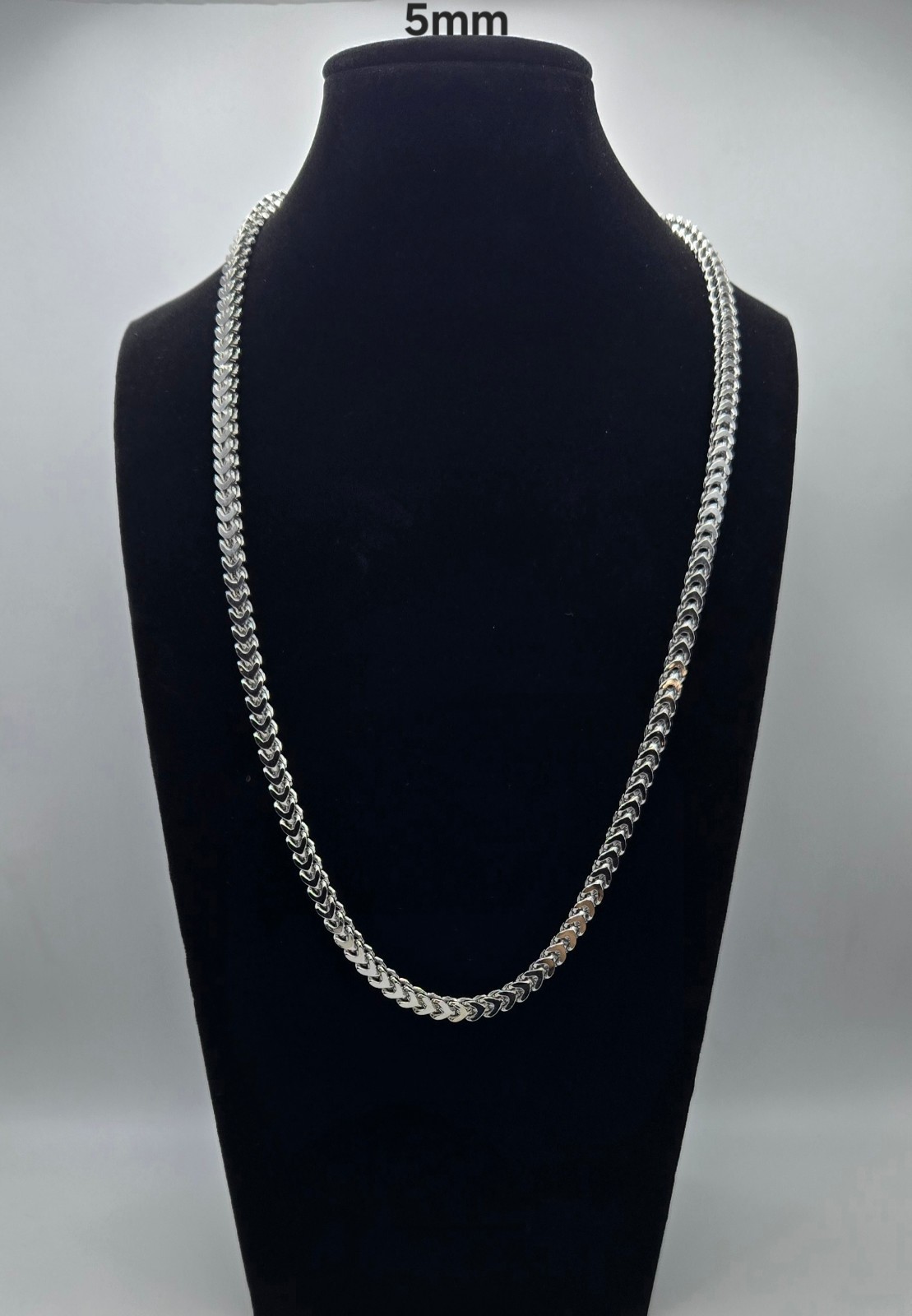 Real Franco Box Chain Necklaces RHODIUM, 2MM – 5MM, 925 Sterling Silver, Italy