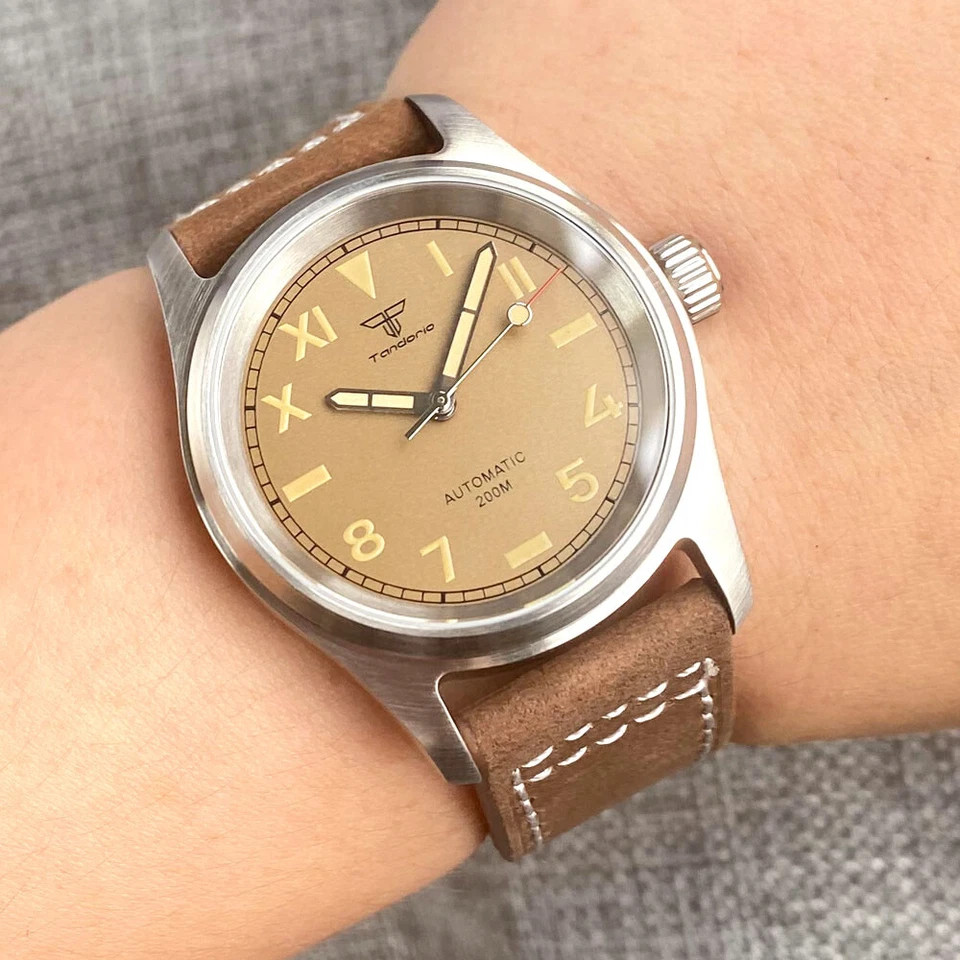 Tandorio 36mm Retro Pilot Sapphire California Dial NH35A 200m Diving Men Watch