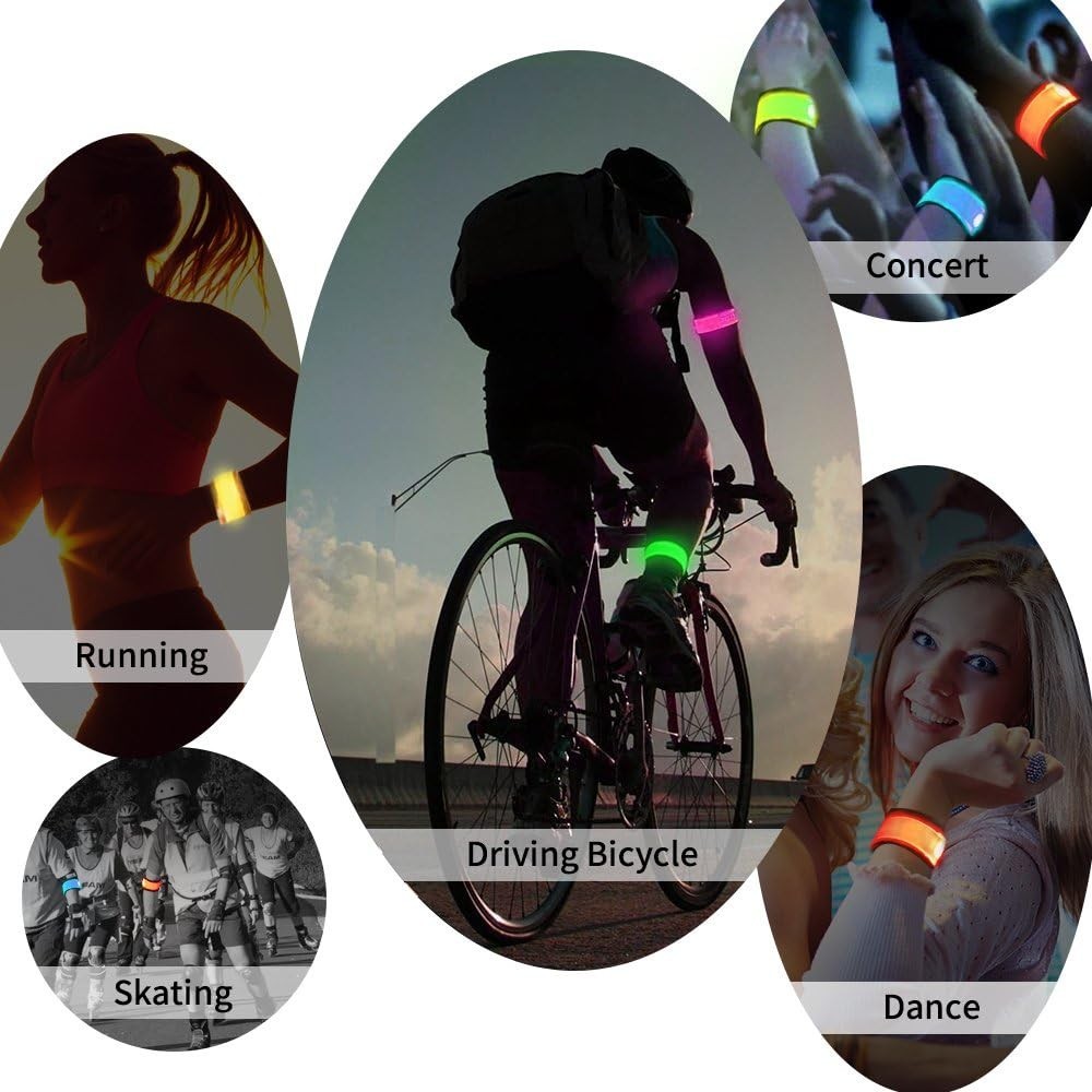 Versatile Night Visibility Wrist Bands – 6 Pack LED Slap Bracelets for All Ages