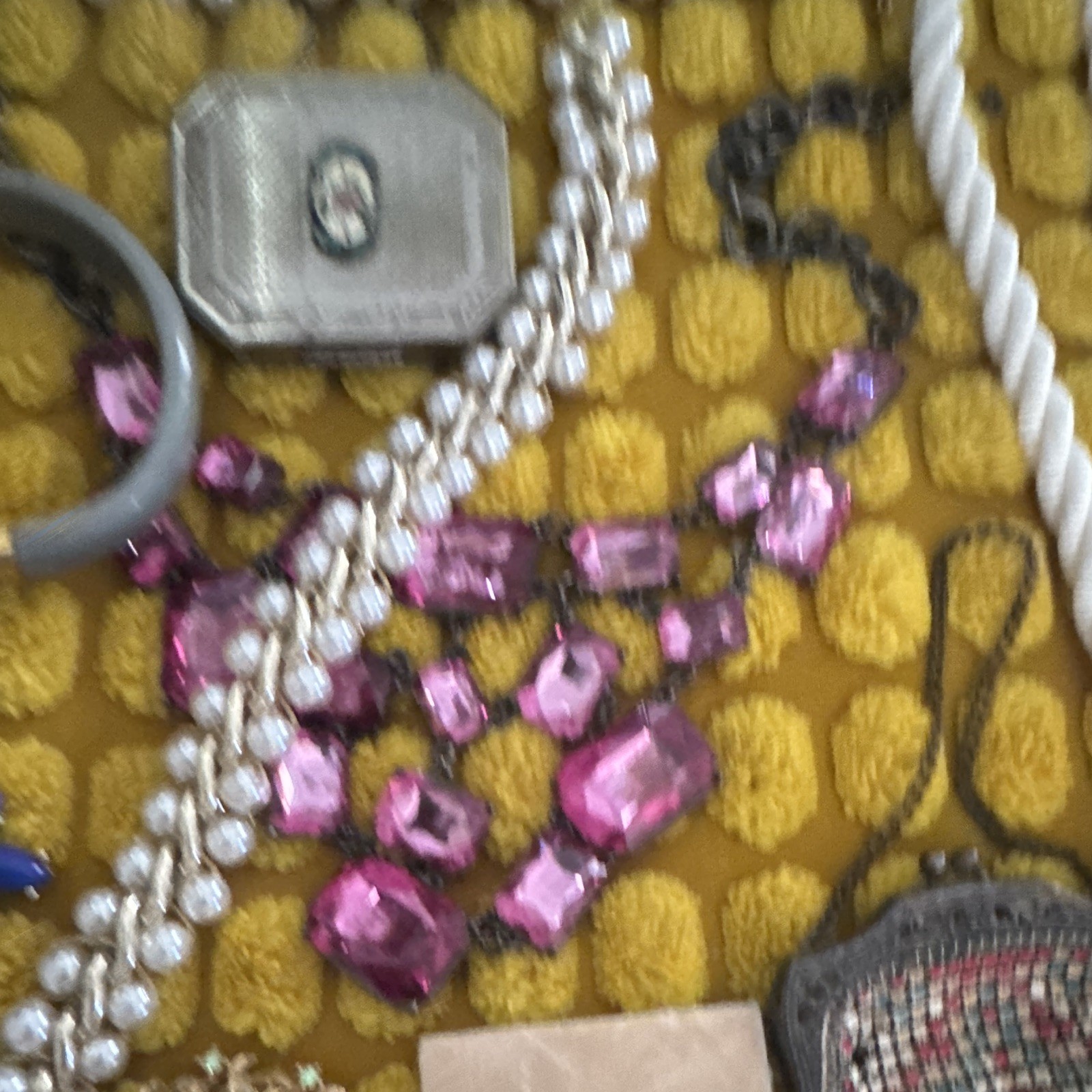 Lot; Costume and Antique jewelry; with antique silver powder box and coin purse!