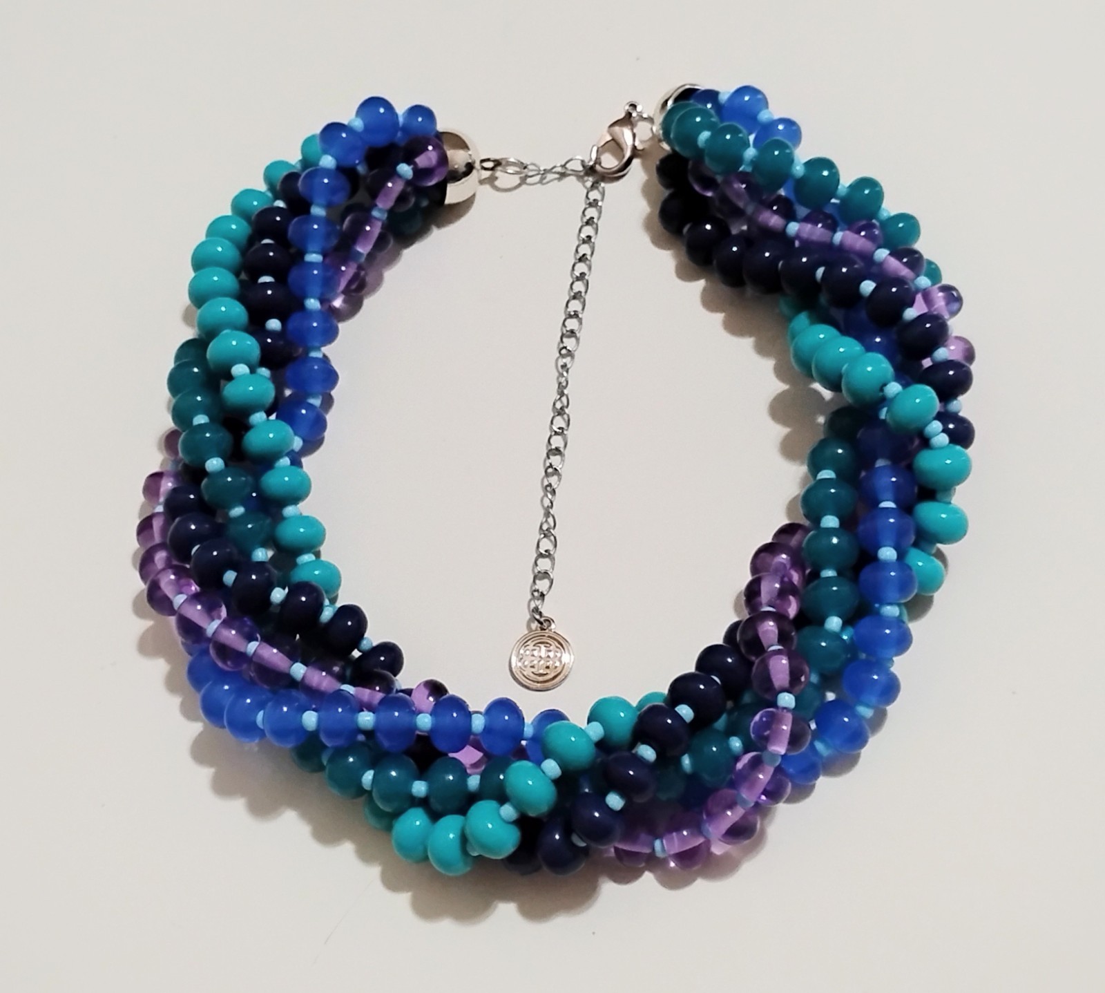 Dana Buchman Multistrand Beaded Statement Necklace Twisted Chunky Purple Teal