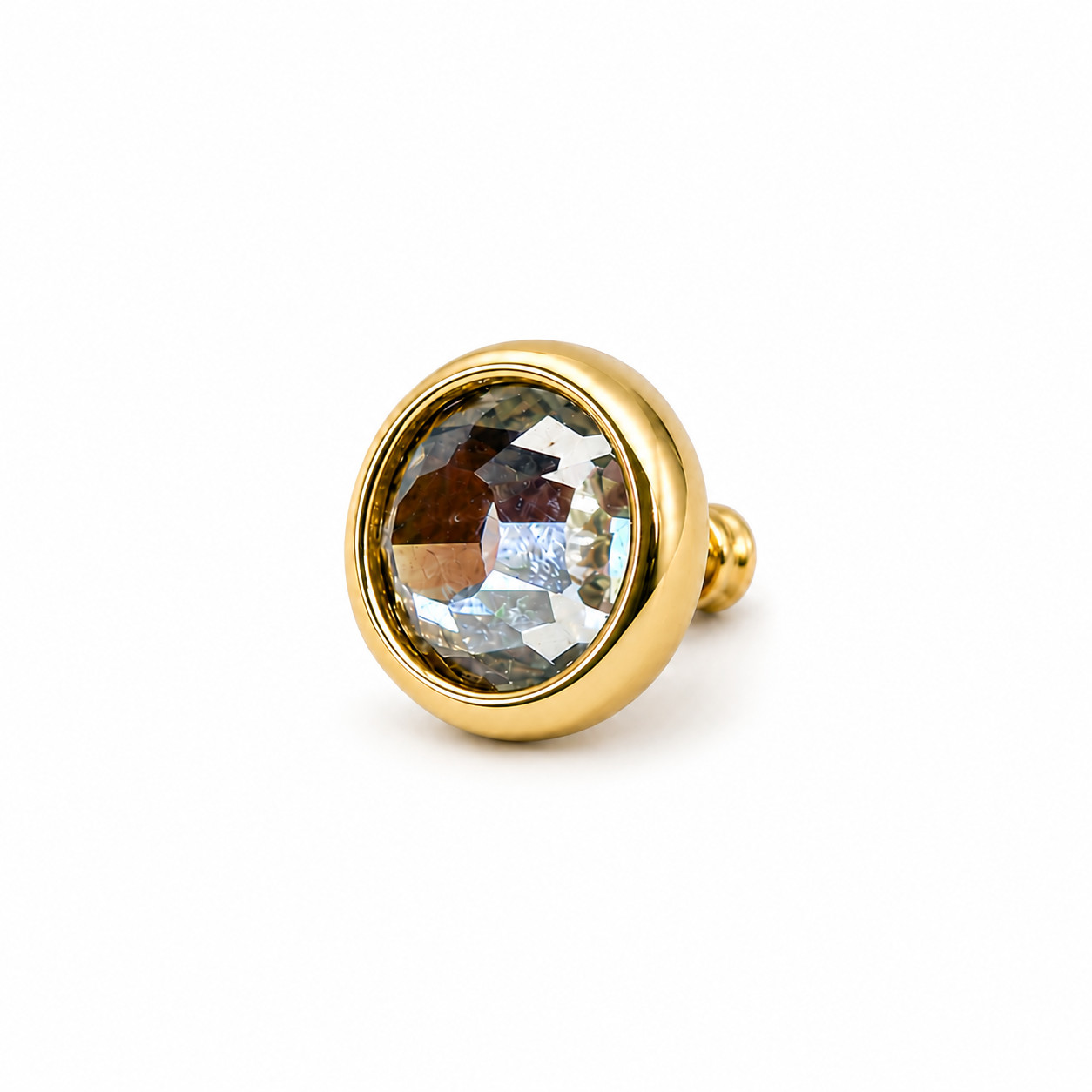 14K Gold Round 4mm Rose Natural Diamond Bezel Low Profile Dome Dermal Top