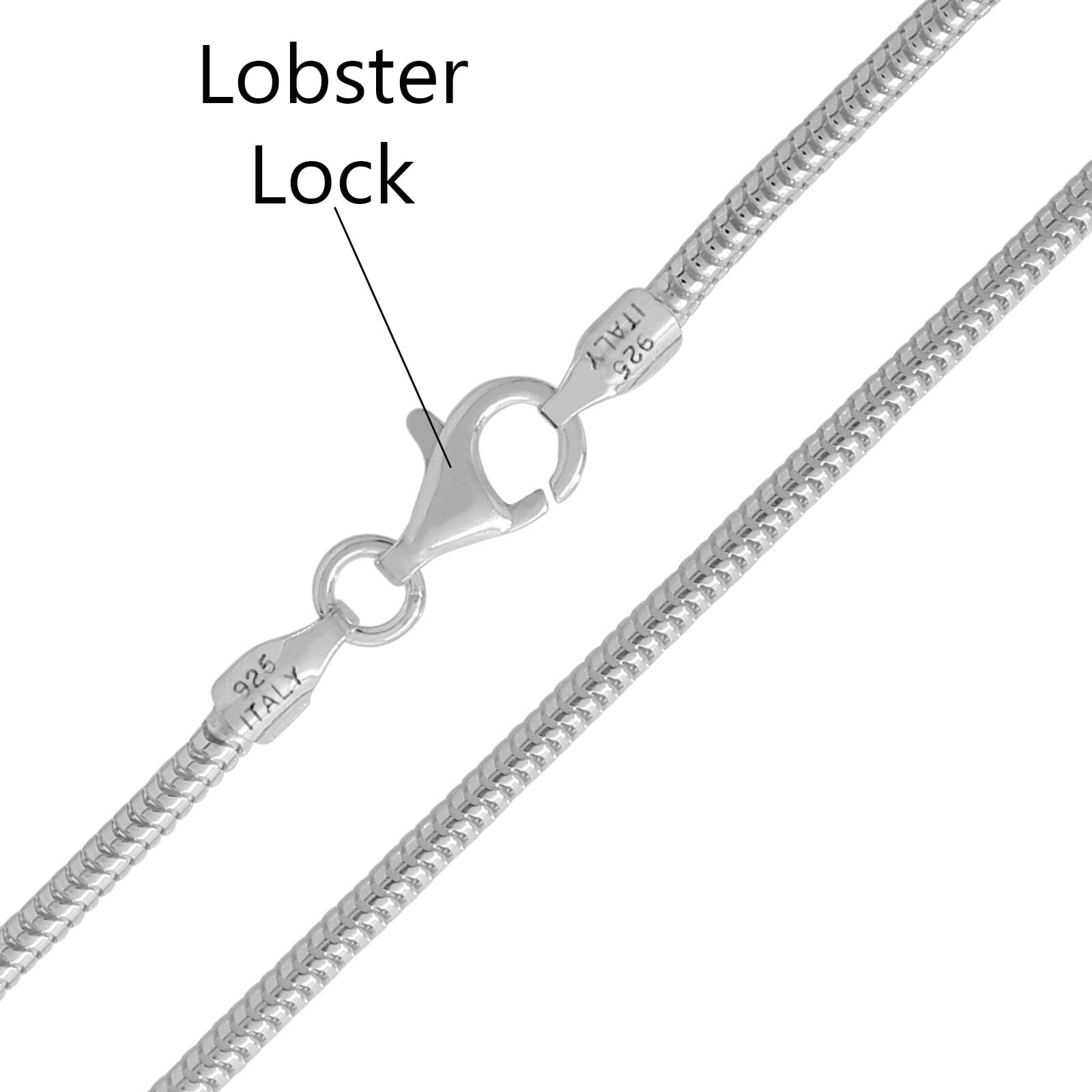 Savlano 925 Sterling Silver Solid Italian Round Diamond Cut Snake Chain