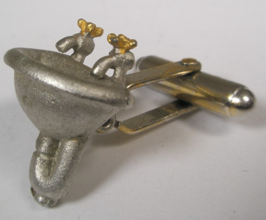 Miniature Sink Basin Fixture SINGLE Vintage Cuff Link replace lost/broken zr41